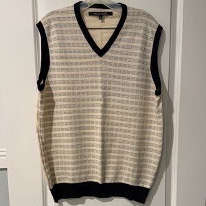 Travis Matthew Men's Cream and Black Sweater Vest size Large